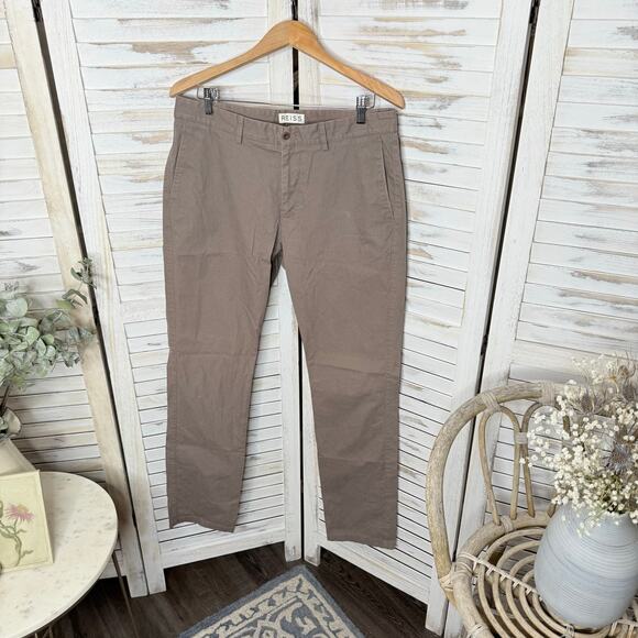 REISS Men's 34 Cotton Casual Chino Trouser Pants Brown Khaki Tan Senator - Picture 6 of 13